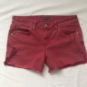 Level 99 red denim cut-off shorts size 29